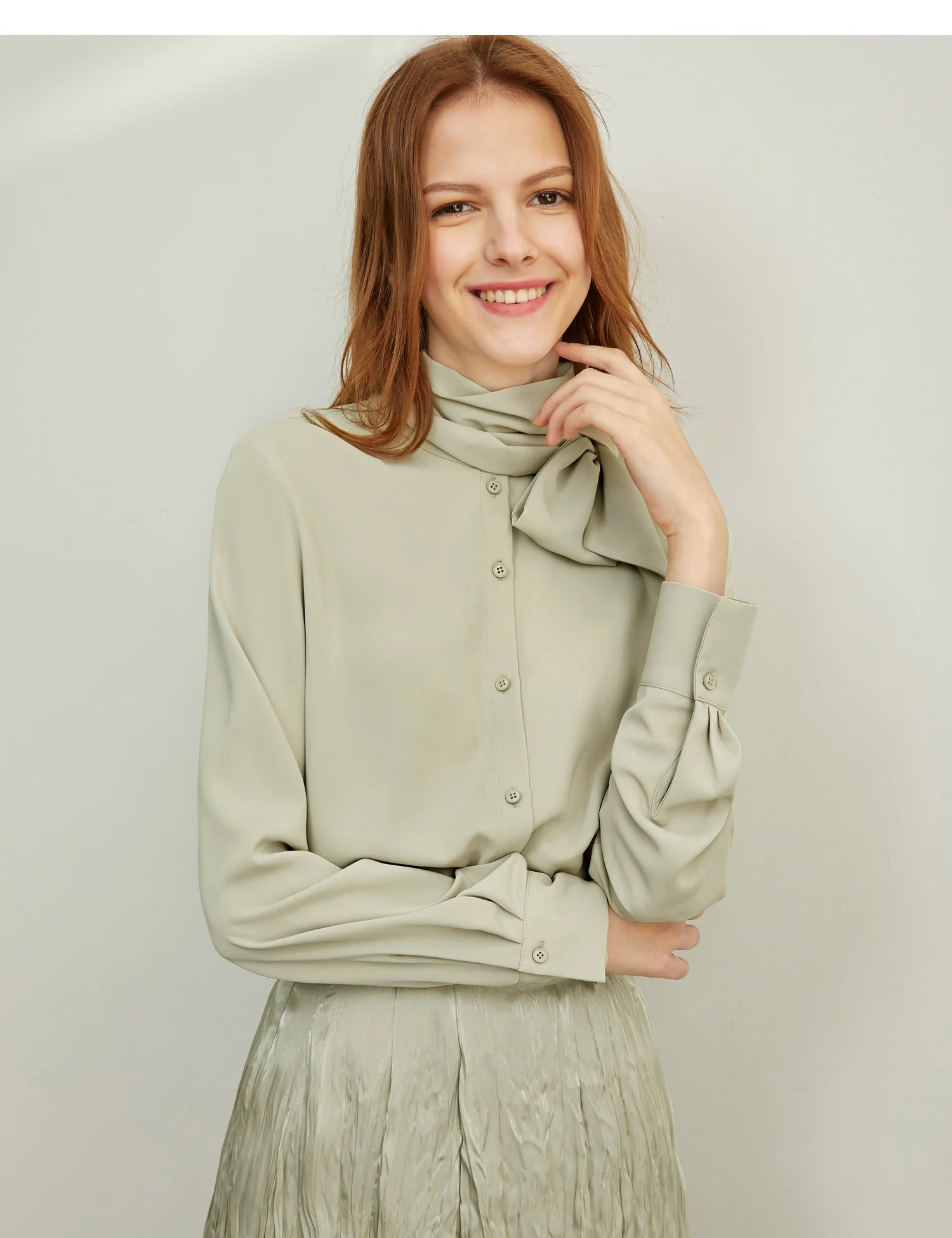 

Amii Minimalist French Elegant Fashion Chiffon Shirt Autumn 2019 New Straight Cylinder Long Sleeve Pure-color Button Shirt
