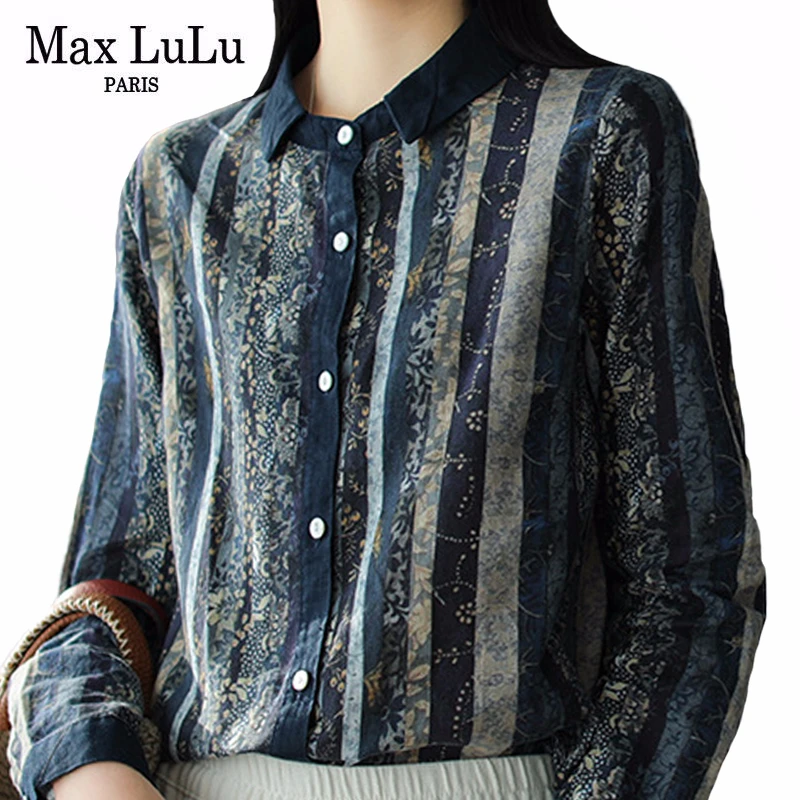Max LuLu 2020 новые весенние женские винтажные Топы в китайском стиле рубашки с