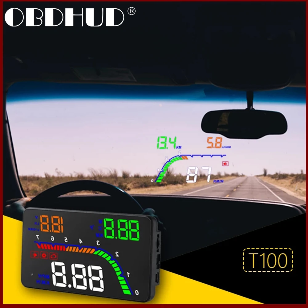 WiiYii GEYUREN A100s T100 OBD car hud head up display 2019 temperature gauge obd Overspeed Warning System Projector | Автомобили и