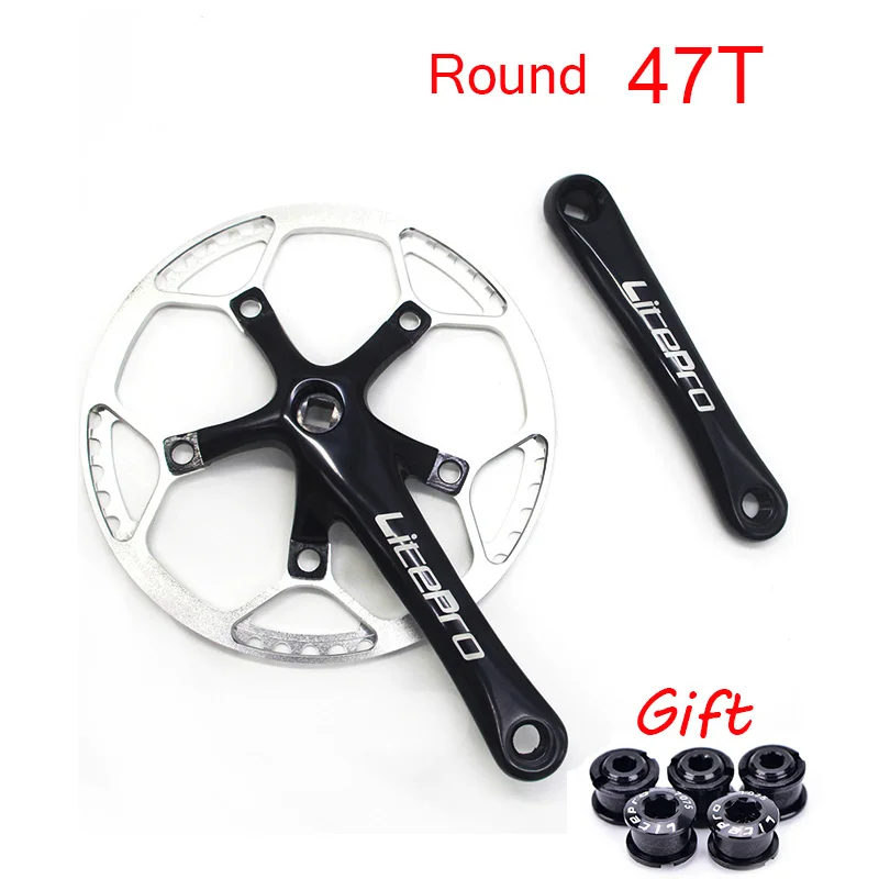 Sliver-47T Chainring 130 BCD коленчатый набор складной велосипед BMX односкоростной Litepro Chainwheel AL7075 170 мм Crank 130bcd 45T 47T 53T 56T 58T - Цвет: Sliver-47T