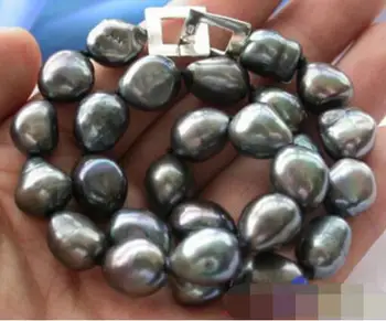 

good Luster 17" BAROQUE TAHITIAN BLACK PEARL NECKLACE