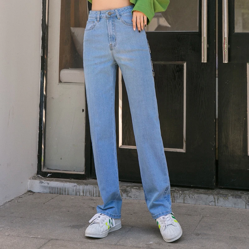 Женские весенние джинсы с высокой талией размера плюс, полная длина, джинсовые штаны 100 кг