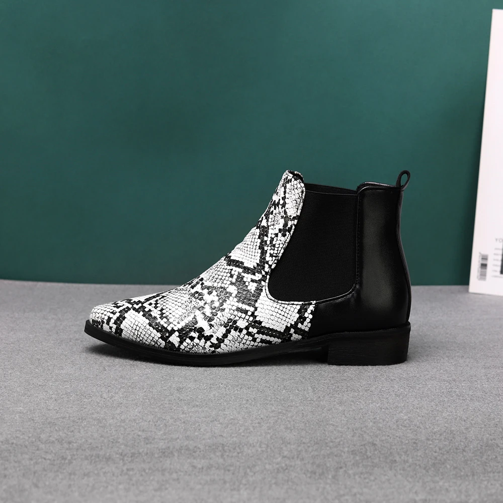 Г., новые зимние ботинки «Челси» женская обувь эластичные ботильоны со змеиным принтом обувь на платформе с острым носком, botas mujer chaussures femme, 33