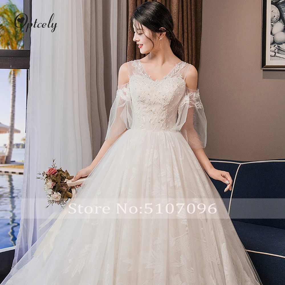Optcely Vestido de Noiva Gergeous Расширенная книзу блуза с открытой спиной свадебное платье аппликации бисером развертки поезд зал принцесса мечта платье