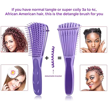 

Adjust Detangling Brush for Afro America/African Hair Textured 3A to 4C Kinky Wavy/Curly/Coily/Wet/Dry/Oil/Thick/Long Hair Knots