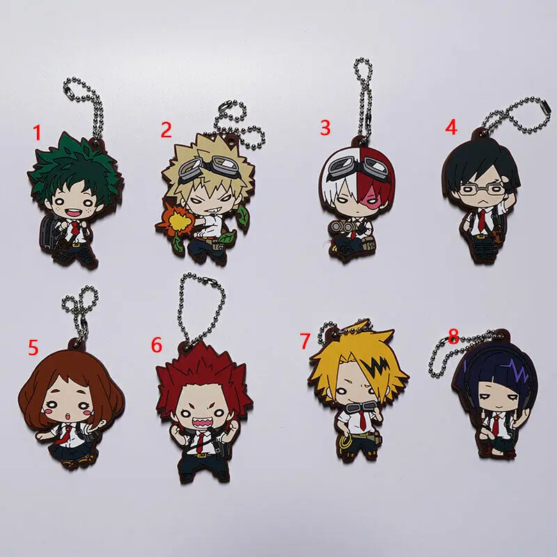 Anime Boku no Hero Academia rubber Keychain Key Ring Race straps Cosplay