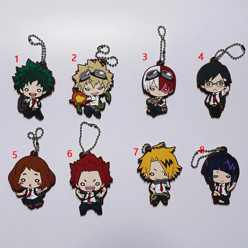 Boku no Hero Academia Anime rubber Keychain Key Ring Race Straps Cosplay Boku no Hero Academia Anime rubber Keychain Key Ring Race Straps Cosplay