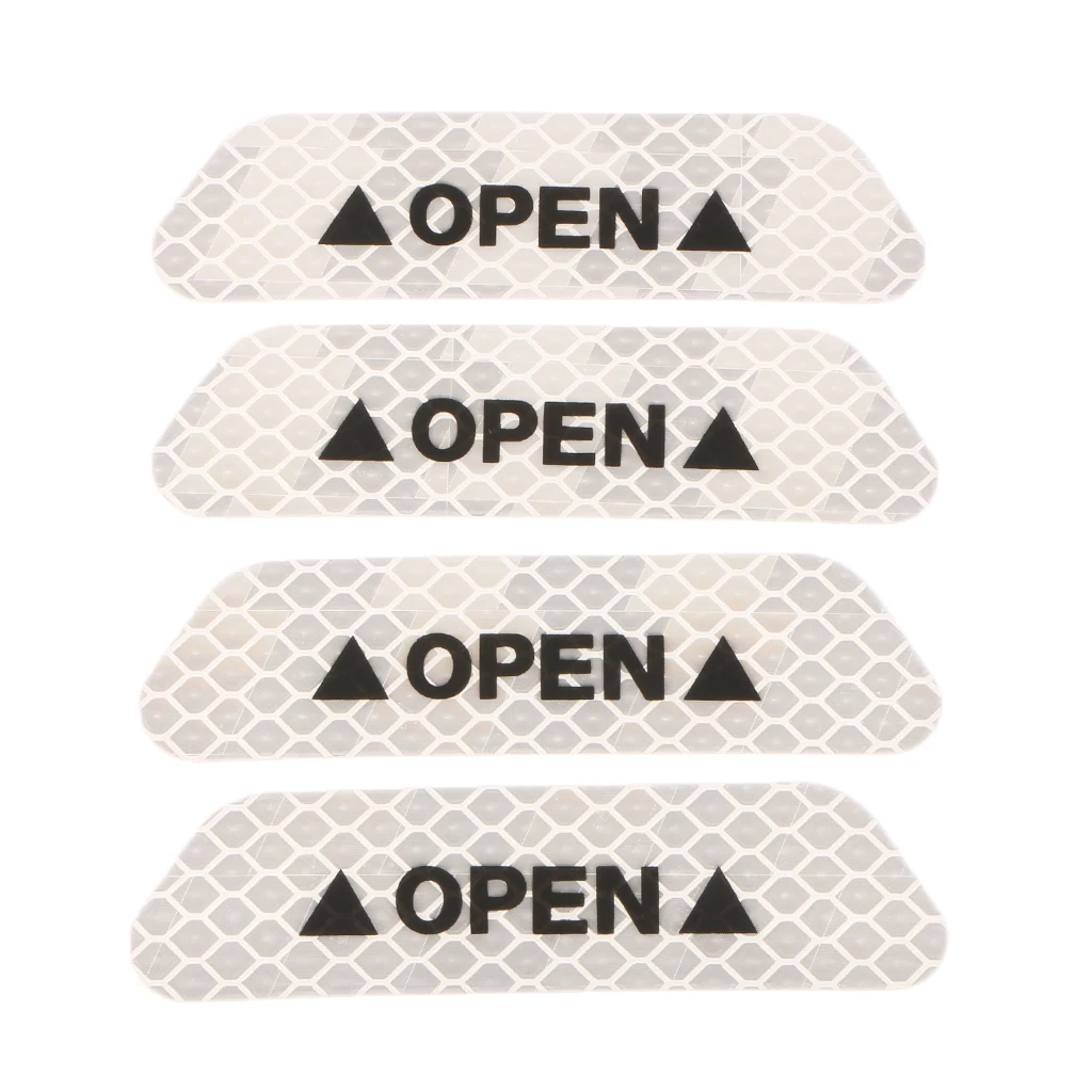 4 Pieces Car Door Open Sticker Reflective Safety Warning Auto Decal Film Easy to Clean 93*25mm 
