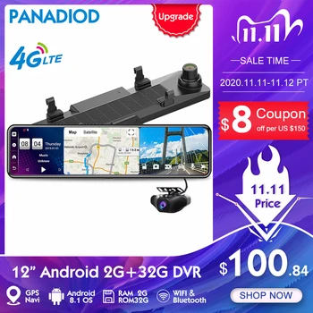 

Car DVR Mirror 12 Inch Android 8.1 4G WiFi GPS Navigation Rearview Mirror For Auto Recorder Dash Camera FHD Video Square Mirror