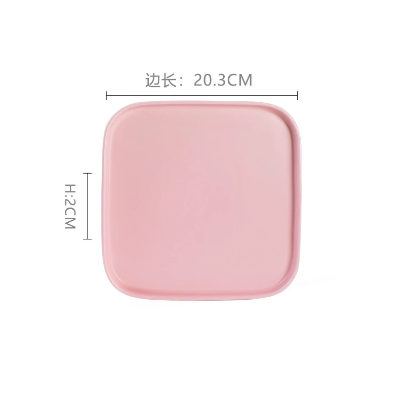 Pink 1 шт. в европейском стиле простая квадратная керамическая посуда бытовая матовая глазурь плоская тарелка для стейка - Цвет: Pink
