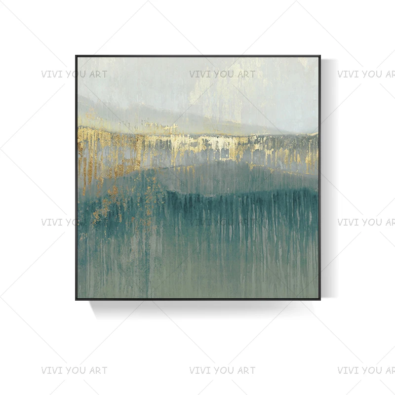 New Hand painting Abstract Modern Dreamy Color Canvas Painting Fashion Golden-Blue For Living Room Asile Bedroom Decoration | Дом и сад