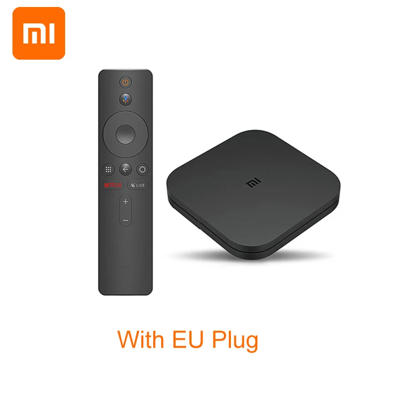 Original EU Plug Xiaomi mi Box S глобальная версия 4K ТВ приставка Cortex-A53 четырехъядерный 64 бит Mali-450 Android 2 ГБ+ 8 Гб HD mi 2,0 Google BT4.2 ТВ приставка чехол - Цвет: Original EU Plug