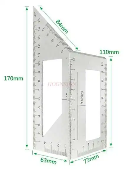 

Aluminum alloy 45 degrees 90 degrees line ruler multi-function angle ruler turn ruler tool woodworking line