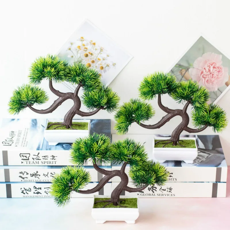 Artificial Green Pine Tree Plants Bonsai Simulation Plastic Small Tree