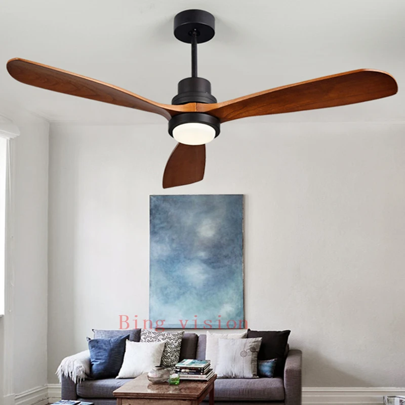 

Postmodern Wooden Ceiling Fans Bedroom 110v/220v Ceiling Fan Wood Ceiling Fans With Lights Remote Control Ventilador De Teto