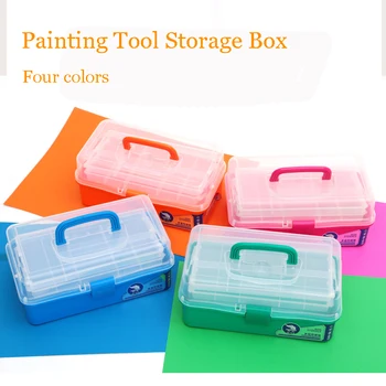 

Waterproof folding painting tool storage box Multifunctional Portable Transparent draw organizer art supplies