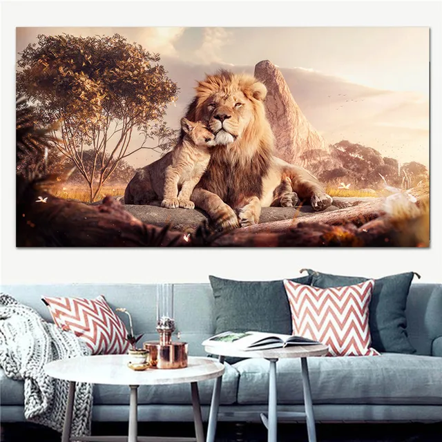 Lion Cub with The Lion King Artwork Printed on Canvas 6
