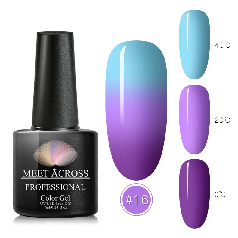 MEET ACROSS 8 мл термальный ультратонкий с блестками Гель-лак температура меняющий Цвет УФ-гель лак замачиваемый лак для ногтей - Цвет: SH406