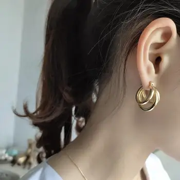 

100% pure silver 925 pure gold earrings, the Korean version of temperament earrings, for women's wedding fine jewelry gifts