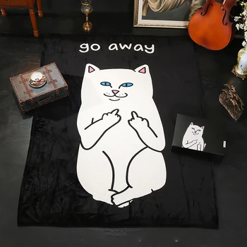 

Fashion hip-hop cat blanket children nap blanket middle finger cat cover blanket flannel Farai coral air conditioning blanket