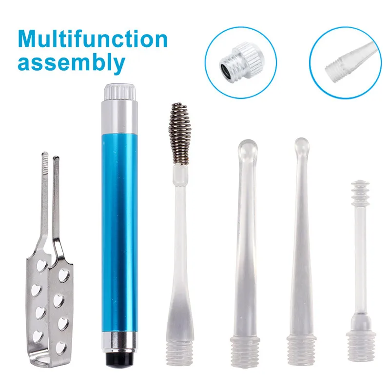 Stainless Steel Ear Cleaner Wax Removal Tool Flashlight Earpick Cleaning Earwax Remover Luminous Curette Light Spoon | Красота и