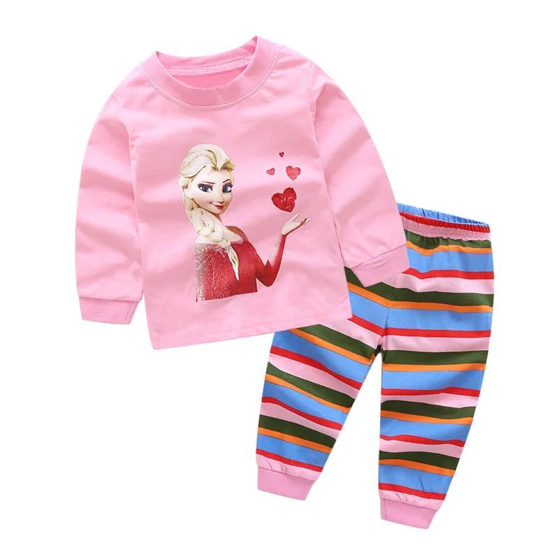 Г. Детские пижамные комплекты детская одежда для сна для мальчиков пижама с длинными рукавами и рисунком для маленьких девочек Топы+ штаны, комплект одежды для детей из 2 предметов - Цвет: 5