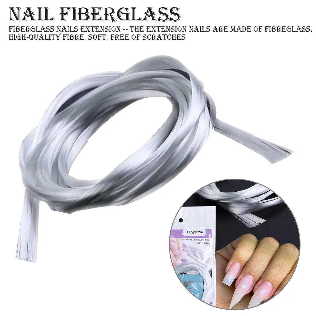 

1/1.5/2M Fibernails Acrylic Tips Fiberglass Nail Quick Extension Form Fiber Glass Nails Silk Building Manicure Tool Fiber