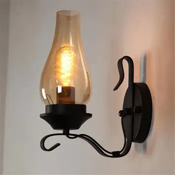 

Vintage Glass Lampshade Black Wall Sconce, Antique Wall Lamp Light Fixture for Home Decor Bathroom Bedroom Hallway