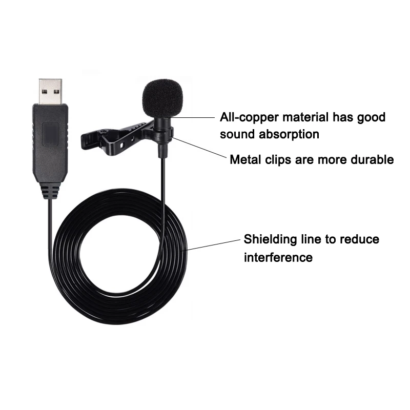 USB всенаправленный нагрудный микрофон с галстуком воротник рубашка зажим для ПК компьютер Ноутбук AS99