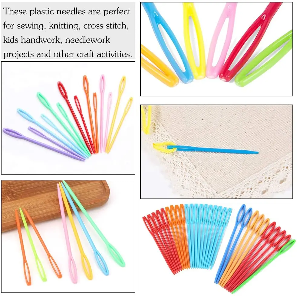 100 Pcs Plastic Sewing Needles, Big Eye Sewing Needles for Children,  7cm/2.7inch Hand Sewing Needles, Learning Needles, Yarn Needles Darning  Needle Plastic Sewing Needles for Sewing Craft and Kids DIY : 