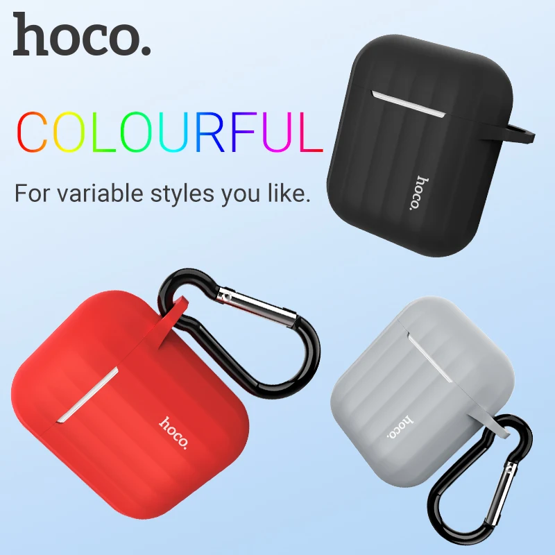 hoco мягкий силиконовый чехол для airpods 1 2 защитный чехол для гарнитуры со шнурком моющийся гибкий чехол для гарнитуры air pods защита от пыли и царапин для эйрподс эрподс цветной
