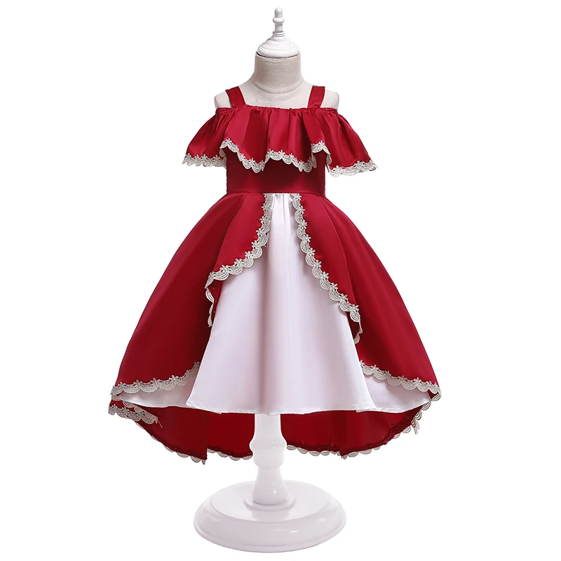 

Elegent Strapless Sling Princess Dress Birthday Wedding Party Custome Clothing For 3-8Y Baby Girl Children Halloween Clothes