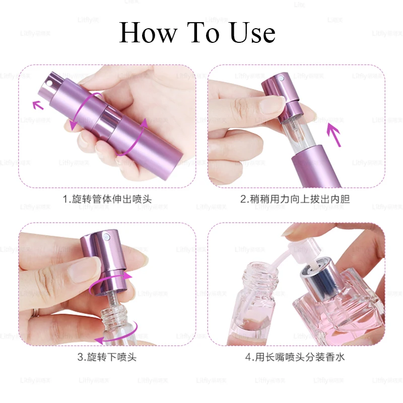 5-20ML metal aluminum Portable Refillable Perfume Bottle Cosmetic Container Empty Spray Atomizer Travel Sub-Bottle liner glass