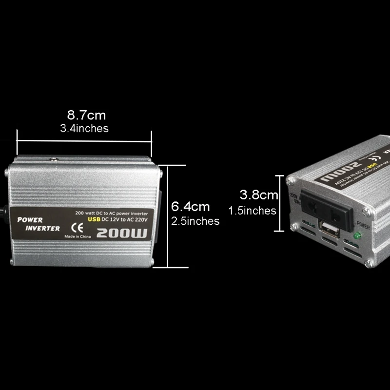 200W автомобильный инвертор питания Dc 12V в Ac 220V конвертер адаптер зарядного устройства с двойным USB автомобильный усилитель мощности-серебро