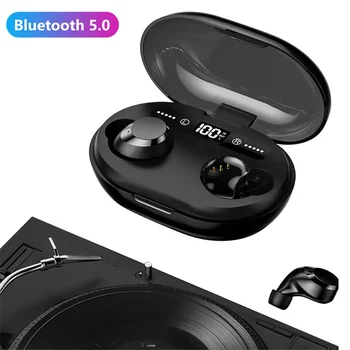 

C8S Wireless Earphone Bluetooth 5.0 Stereo Waterproof Headset Sports headset with LED Digital Case Micphone