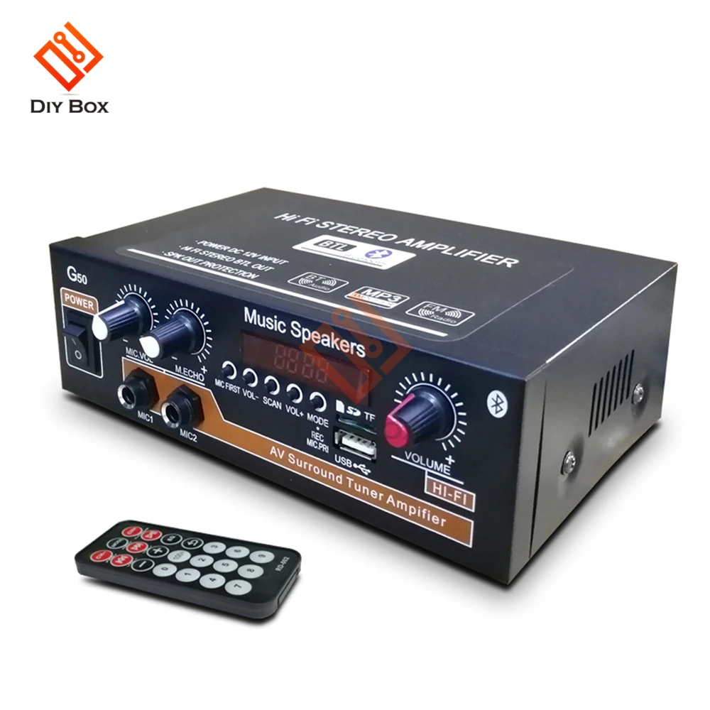 

G50 800W Bluetooth 5.0 Power Amplifier module sound equipment home music speakers in the car TF Card FM U Disk USB 12V 110V 220V