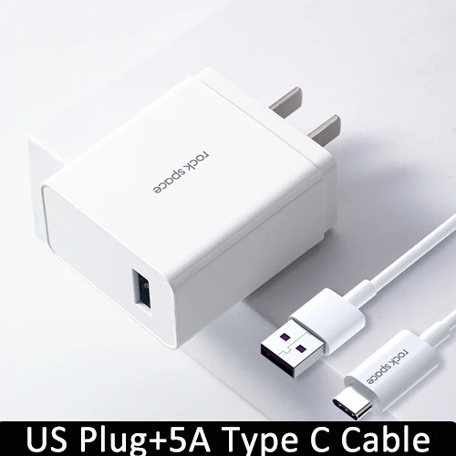 ROCK EU US Plug USB зарядное устройство 18 Вт Mobible зарядное устройство для телефона с 5А быстрая зарядка type C кабель упаковка для huawei SCP адаптер для путешествий - Тип штекера: US Plug with Type C