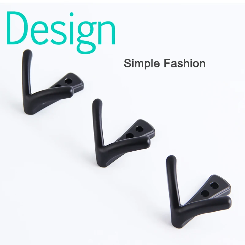 Double Wall Hook-Heavy Duty High Quality Stainless Steel Black Towel Hook Household Kitchen Door Window Hanger Coat  Hooks