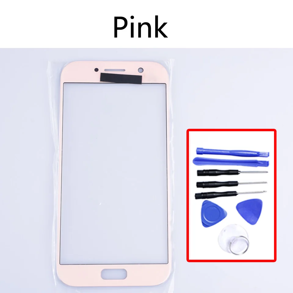 A520 для Samsung Galaxy A5 A520 A520F SM-A520F SM-A520F/DS сенсорный экран Переднее внешнее стекло сенсорный экран Замена объектива 5,2" - Цвет: Pink-With tool