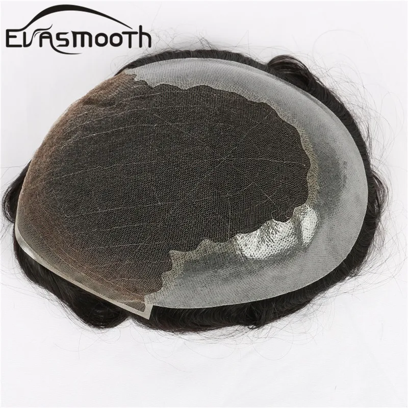 Human Hair Toupee Q6 Swiss Lace Front Men Prosthesis