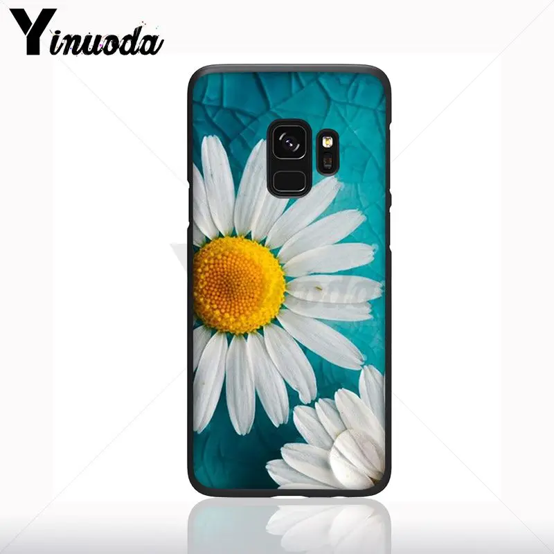 Coque untuk Galaxy S9plus Daisy Bunga Hitam Lembut Ponsel Case untuk Samsung Galaxy S10plus S9 S8plus S10e A50 A70 A10 ponsel