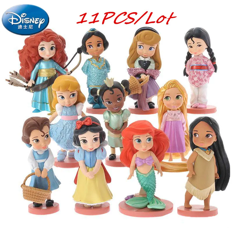 

11PCS Disney Princess Series Snow White Model Toys Mermaid Cinderella Long Hair Princess Fairy Tale Princess Action map