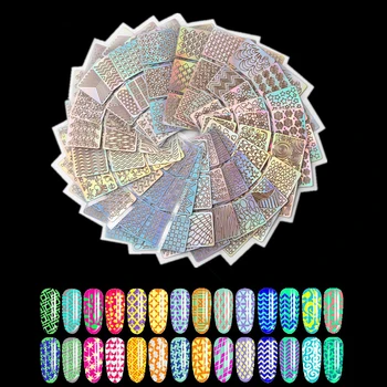 

18/12 / 6/1 Sheets DIY Nails Sticker Irregular Grid Stencil Reusable Nail Art Vinyls Hollow Stickers Stamping Template Nail Tool