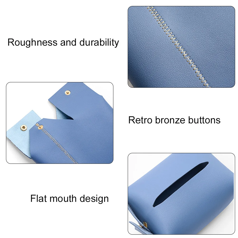 Pouch Paper Container Living Room Home Car Napkin Holder Tissue Box Table Hotel Desktop Office Faux Leather Organizer #734