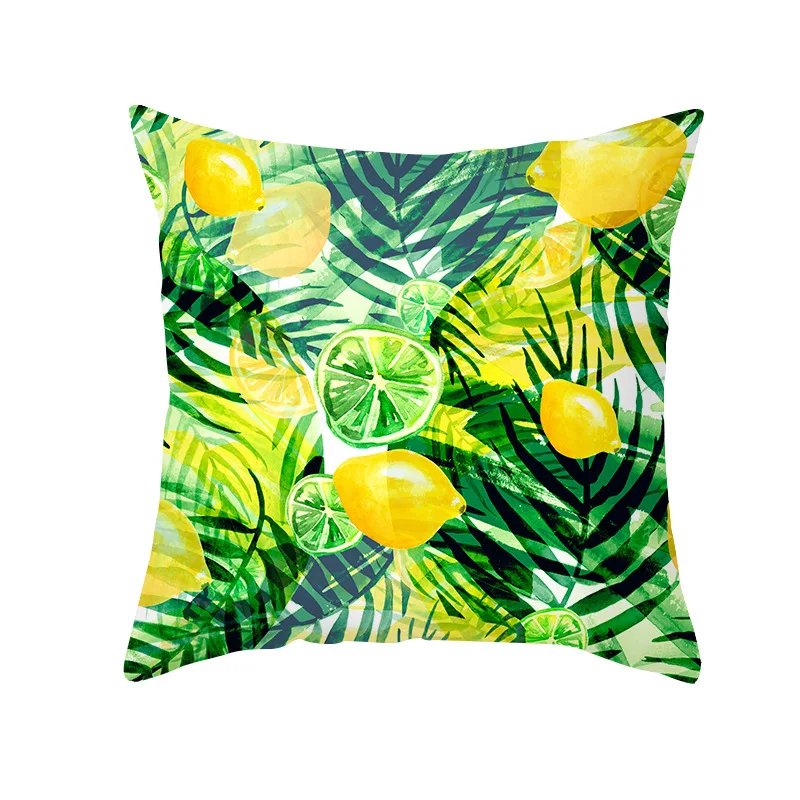 Nordic Fresh Yellow Lemon Print Pillowcase Hot Simple Polyester Cushion Case Floral Letters Pillows Case Decorative Sofa Couch 