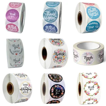 

Round Floral Thank You Stickers Seal Labels for Wedding Favors and Party Handmade Stickers Envelope Stationery sticker 500pcs