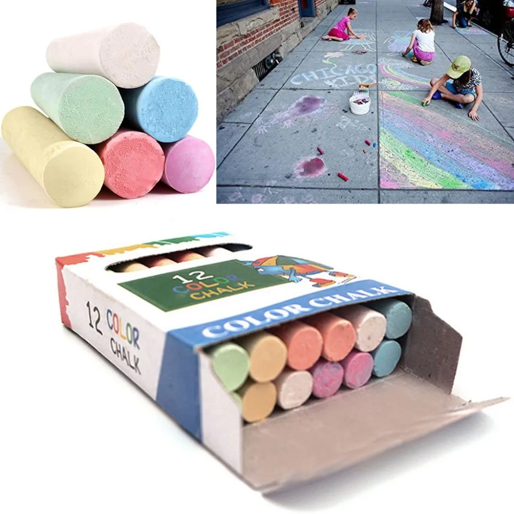 5 boxes  60pc children drawing board chalk dust-free colored chalk sticks various colors art floor chalk free shipping 40A9 (1)
