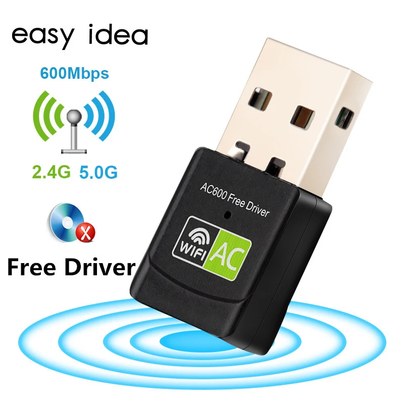 Бесплатный драйвер USB Wifi адаптер 600 Мбит/с Wi fi адаптер 5 ГГц антенна USB Ethernet ПК Wi-fi адаптер Lan Wifi ключ AC Wifi приемник