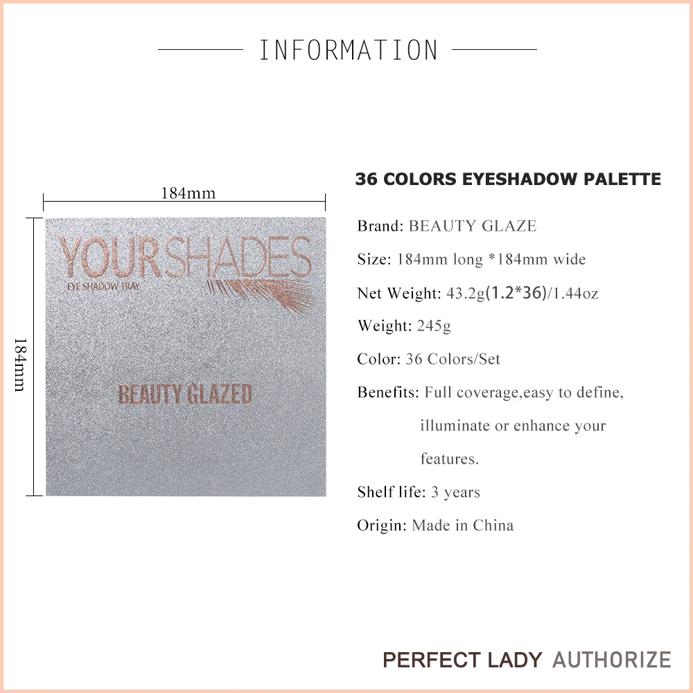 Beauty Glazed 36 Colors Your Shades Makeup Eyeshadow Pallete Highlighter Shimmer Make up Pigment Eye Shadow Palette Cosmetics