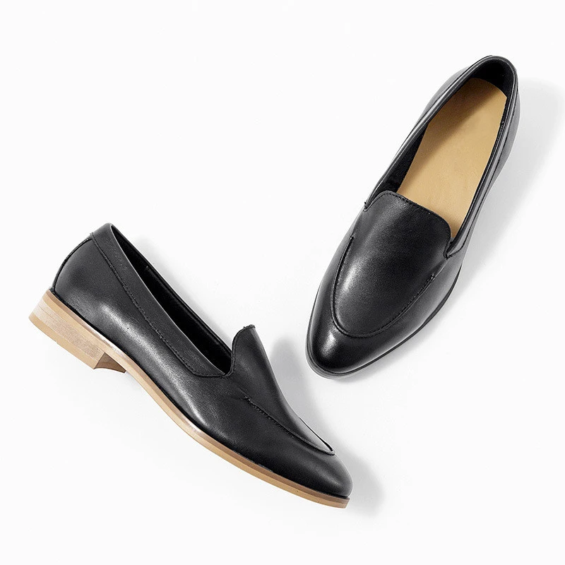 Spring Summer Genuine Leather Women's Loafers New Fashion Pointed Toe Women's Flats Oxfords Singles First Layer Leather Brogues (11)